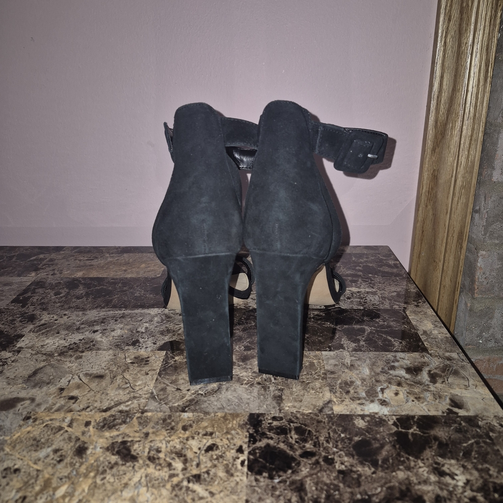 Vince Camuto Elegant Black Suede Ankle Strap Heels - Picture 5 of 5